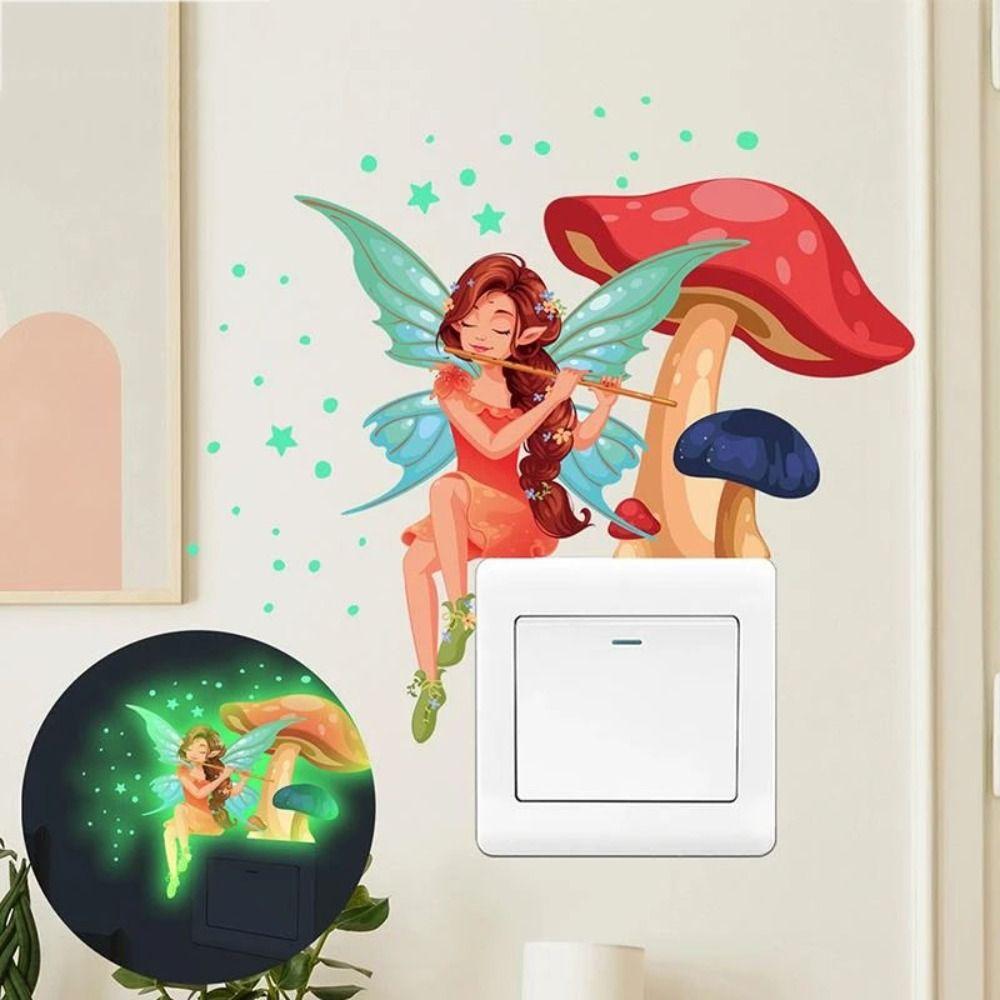 Wall DIY Cartoon Switch Stickers Luminous Wall Stickers Fluorescent Sticker Fairy Mushroom Stickers