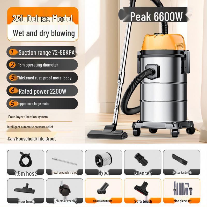 High-Suction Industrial Vacuum Cleaner for Home - Compact Wet & Dry Use, Grout Cleaning, Car Wash; Free Shipping