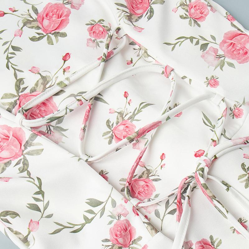 Летнее платье с принтом, пышными рукавами и оборками, женское платье мини с V-образным вырезом, высокой талией и жемчужными пуговицами, женское повседневное модное платье для отпуска