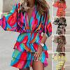 Women Summer Dress Batwing Sleeve Colorful Floral Print Deep V Neck Irregular Hem Dress-up Ruffle Elastic Waist Party Mini Dress Women Garment