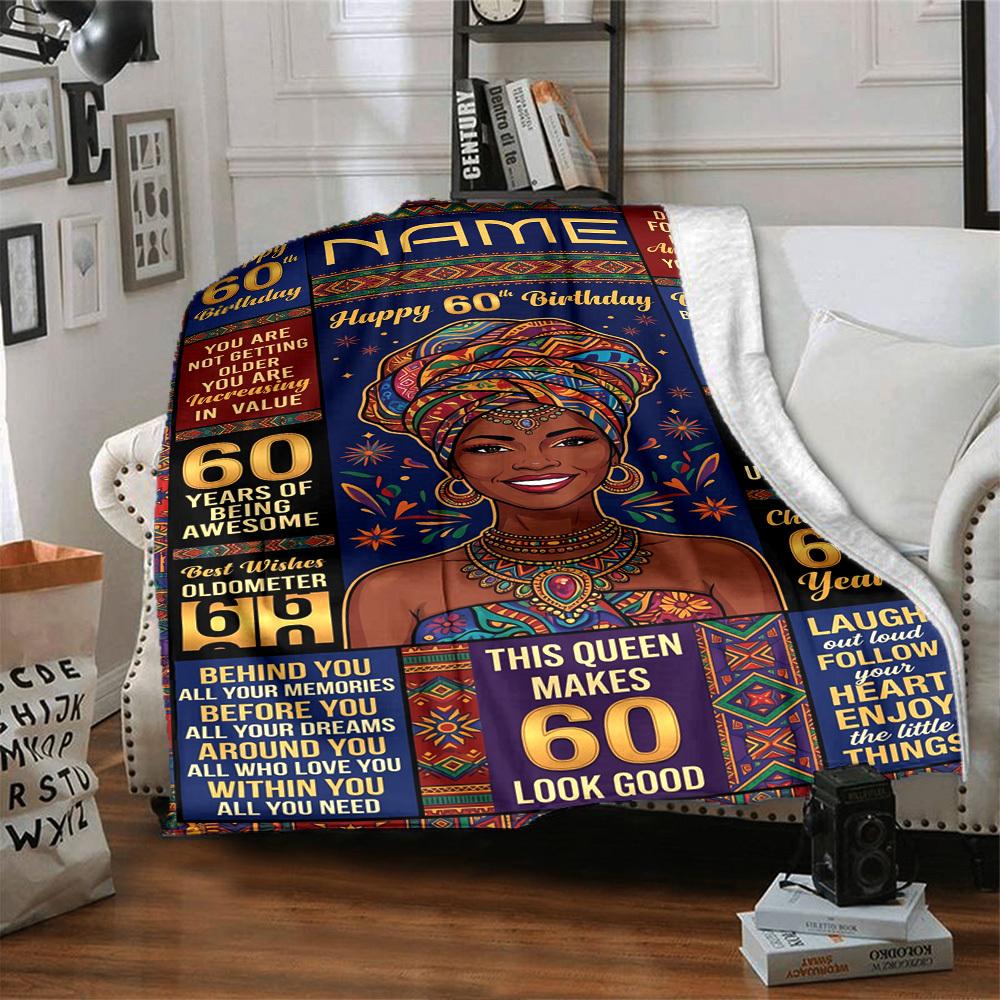 Empowerment Celebration Unlock 60Th Year Cozy Customize Text Soft Warm Cozy Throw For Sofa Couch Office Bed Picnics For All Occasions Playful Design