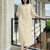 ZANZEA Women Casual Round Neck Solid Color 3/4 Sleeve Loose Dress