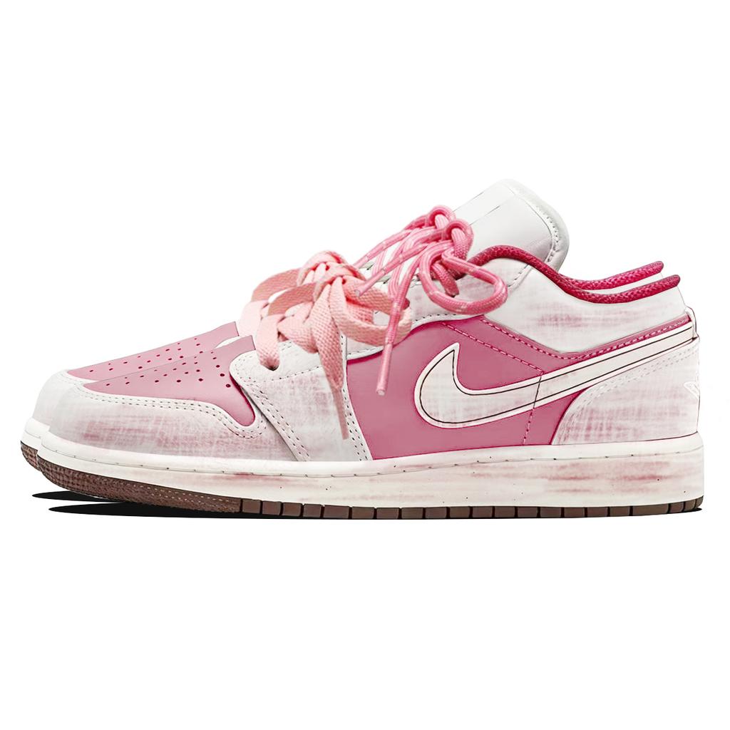 Jordan Air Jordan 1 AJ1 Berry Dudu Leather Cushioning Abrasion Resistant Low top Vintage Basketball Shoes Women's Pink IR7600-211(Team275- )