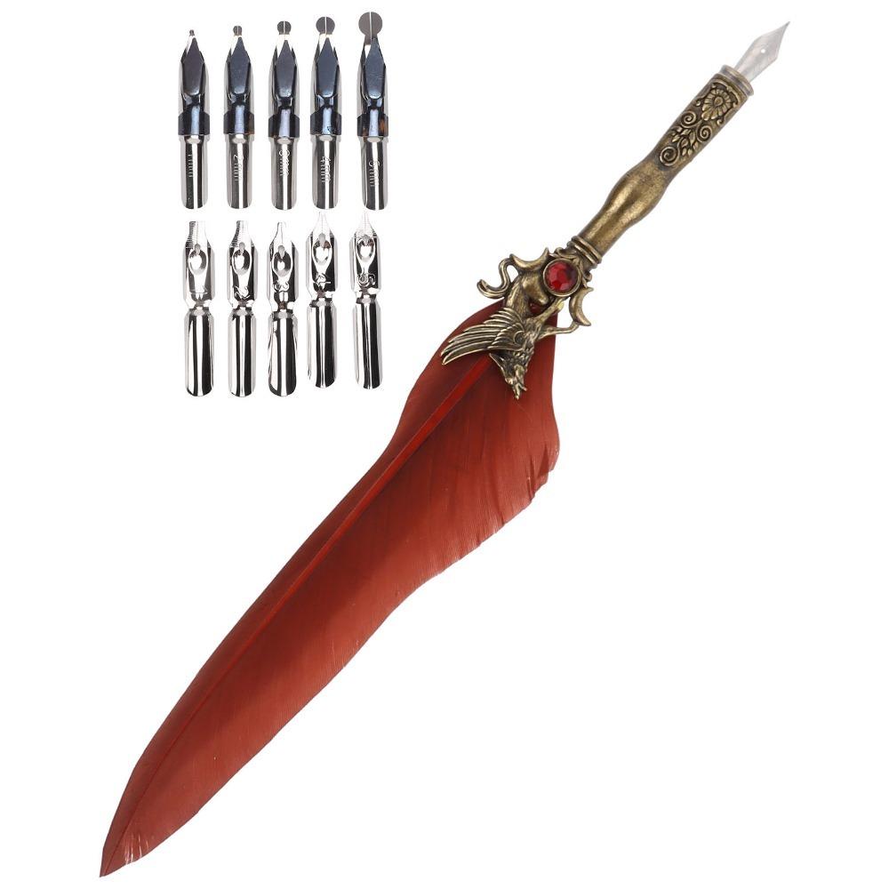 Stainless Steel Feather Quill Feather Shaft Vintage Signature Pen Calligraphy Practice