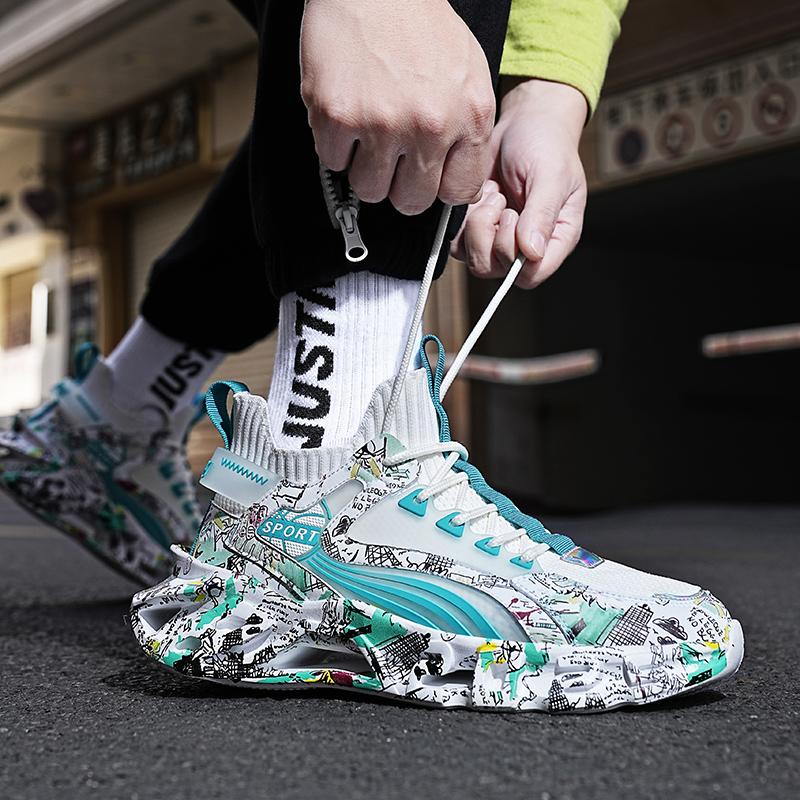 Новинка 2023 года, мужские кроссовки в стиле ретро, ​​мужская обувь с высоким берцем на массивной подошве, повседневная обувь с дышащей толстой подошвой, размеры 36–47