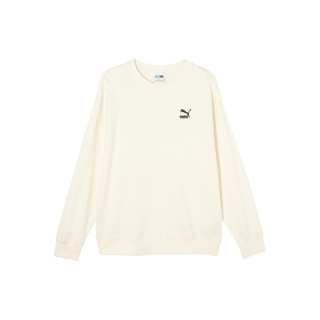Puma Classics Ftp Crew Tr Solid Color Embroidered Design Round Neck Knitted Long Sleeve Sweatshirt Unisex Sweatshirt White 625829-65