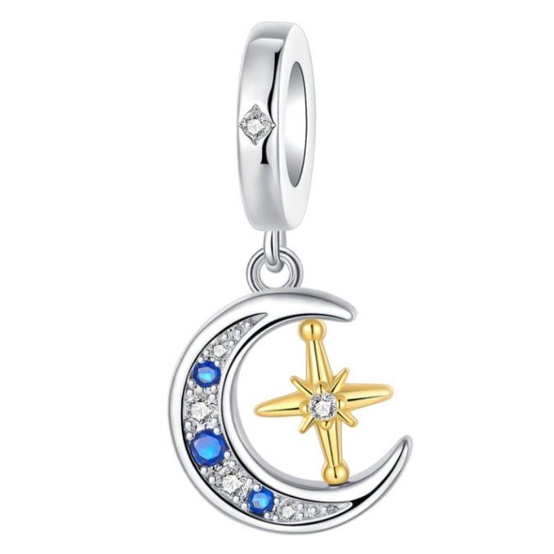 Trendy Copper Moon &Stars Charms Beads Earrings Rings Necklaces Fits Original Bracelets For Women Diy Jewelry Gifts