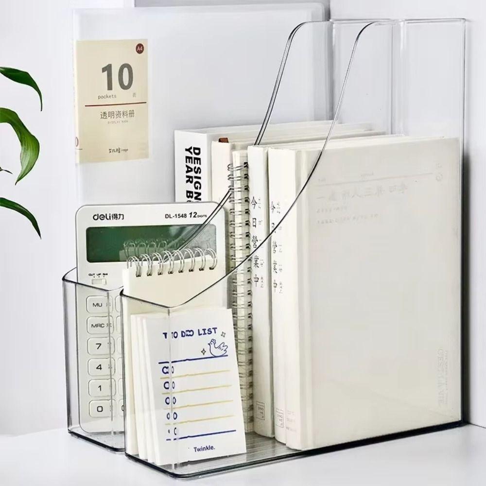 Transparent Vertical Magazine Rack Single Slot Desktop File Storage Box  Desktop Supplies