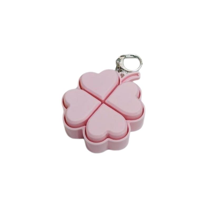 Stress Relief LED Keychain with Four-Leaf Clover Design Clickable Buttons for Everyday Use