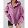 Women's Solid Color Casual Sports Loose Long-sleeved Hooded Sweatshirt