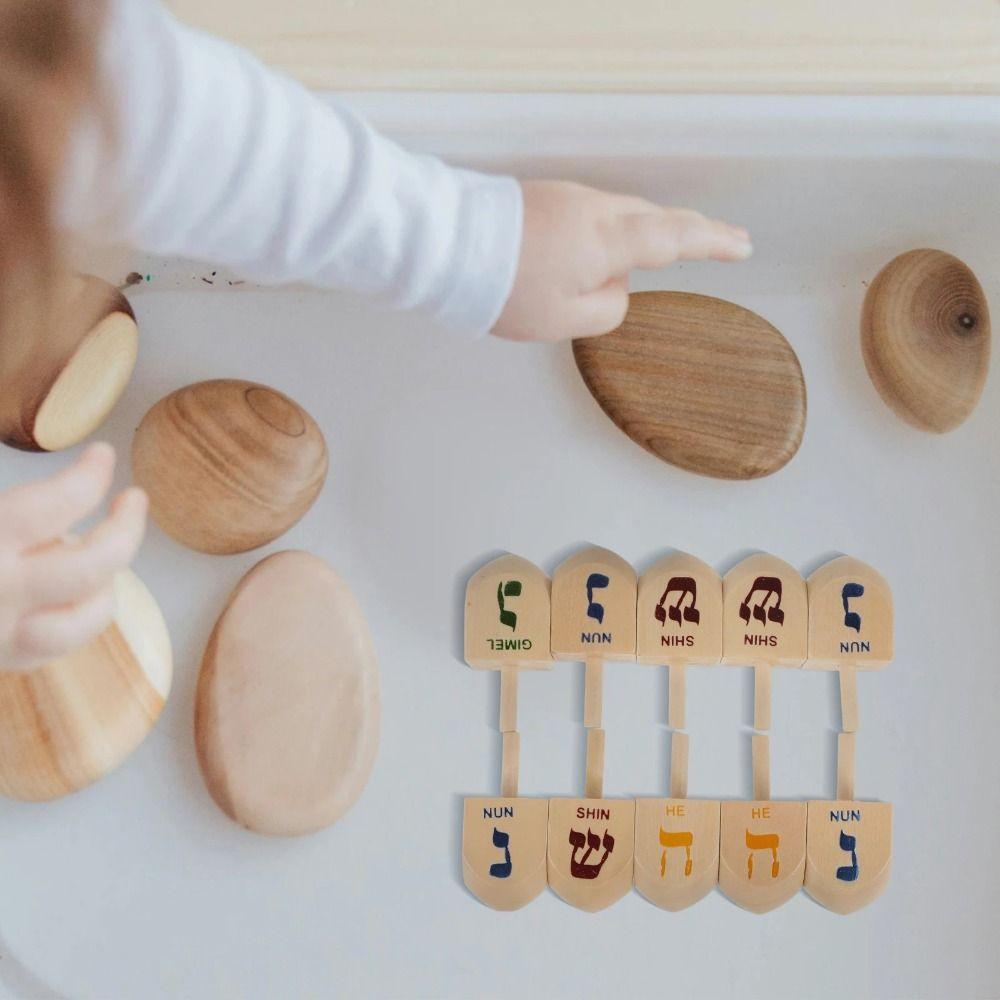 10Pcs Wooden Material Spinning Top Toy Children Gits Wooden Crafts Child Play