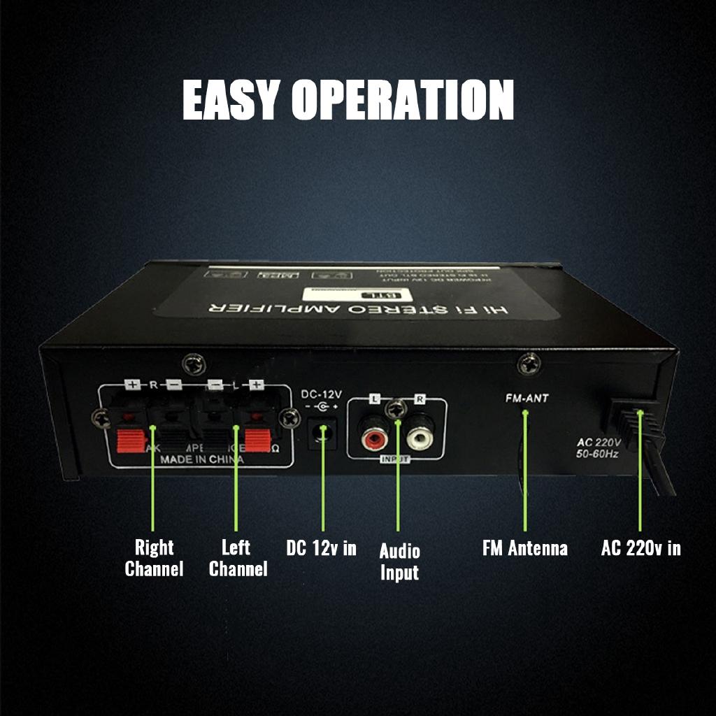 AC 220 В 90 Вт 2CH HIFI аудио стерео усилитель ЖК-дисплей Bluetooth FM-радио автомобильный домашний пульт дистанционного управления усилители домашнего кинотеатра DC12V