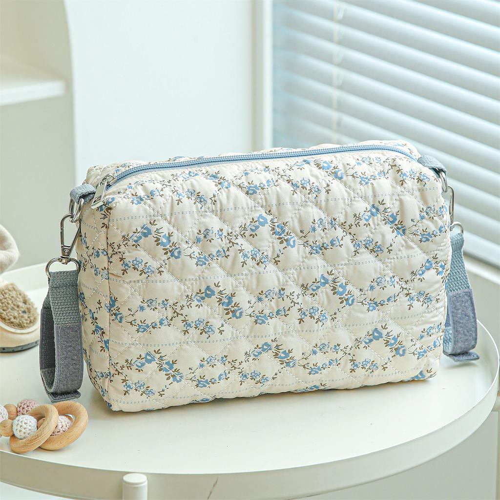 Floral Outdoor Diaper Bag Multifunctional Reusable Portable Stroller Organizer Bags with Stroller Hooks for All Strollers