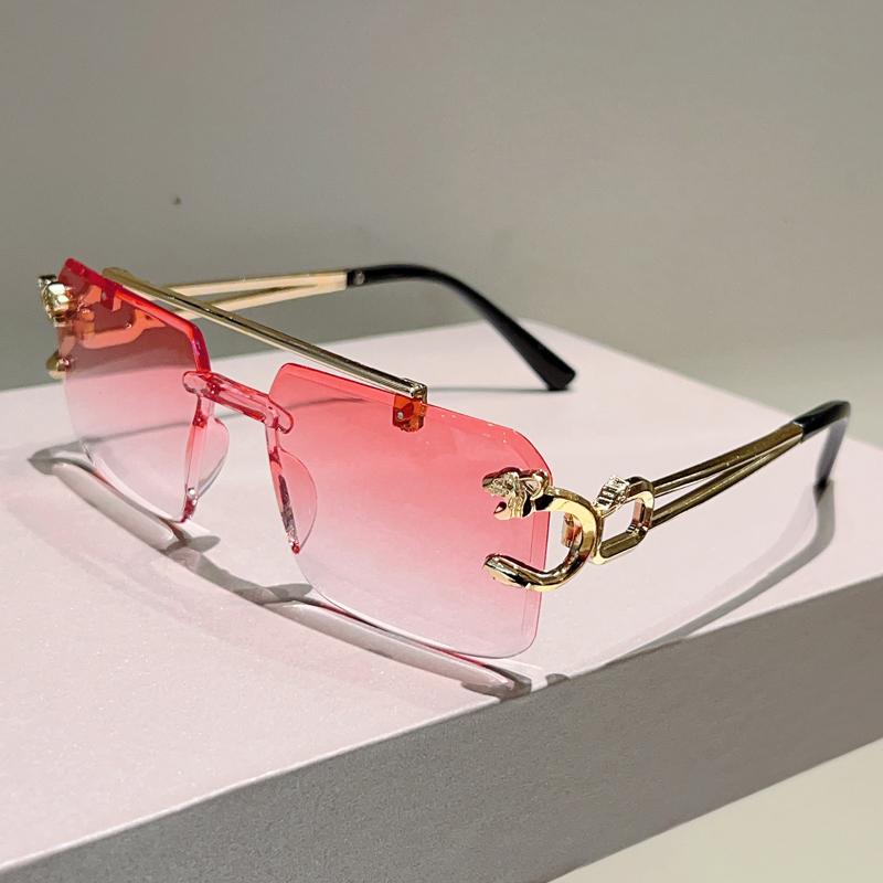 Квадратные солнцезащитные очки без оправы Мужские Модные Винтажные Двойная переносица Оттенки Женские Трендовые Дизайн Роскошного бренда Градиентные Солнцезащитные очки