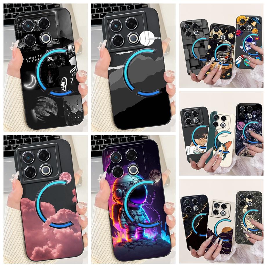 Мягкий силиконовый ТПУ матовый чехол Funda для Infinix GT 20 Pro / Infinix X6871 GT20Pro, задняя крышка, Астронавт, Лунная ночь, Расписной