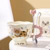 Керамические кружки Deou Xingguang с милым животным принтом и ложками (Набор из 2)