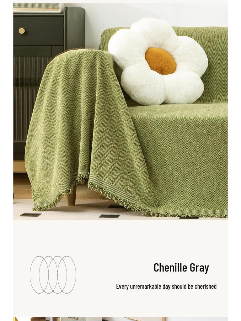 Современный минималистичный чехол на диван из шенилла в елочку, всесезонное нескользящее одеяло