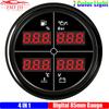 Цифровой датчик 85 мм с 7-цветной подсветкой 4-в-1: Датчик уровня топлива + Давление масла + Температура воды + Вольтметр для автомобиля, лодки, яхты 12 В/24 В