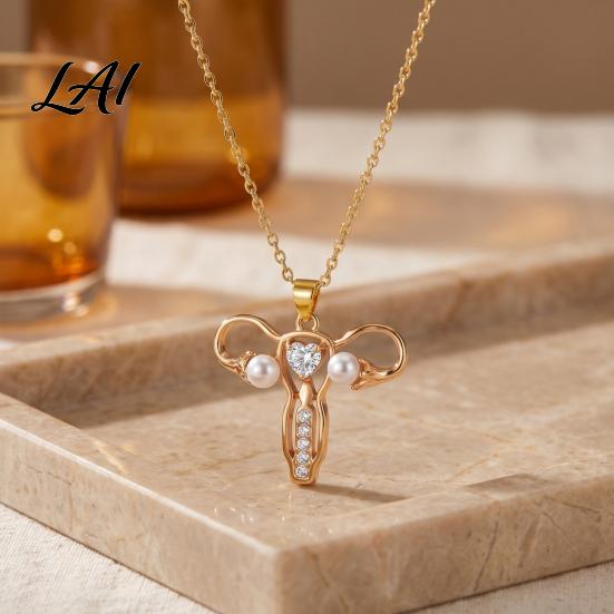 Nurse Practitioner Accessories Gynecologist Uterus Necklace Pendant Obstetrician Symbol Feminist Medical Statement Necklace Jewelry with Faux