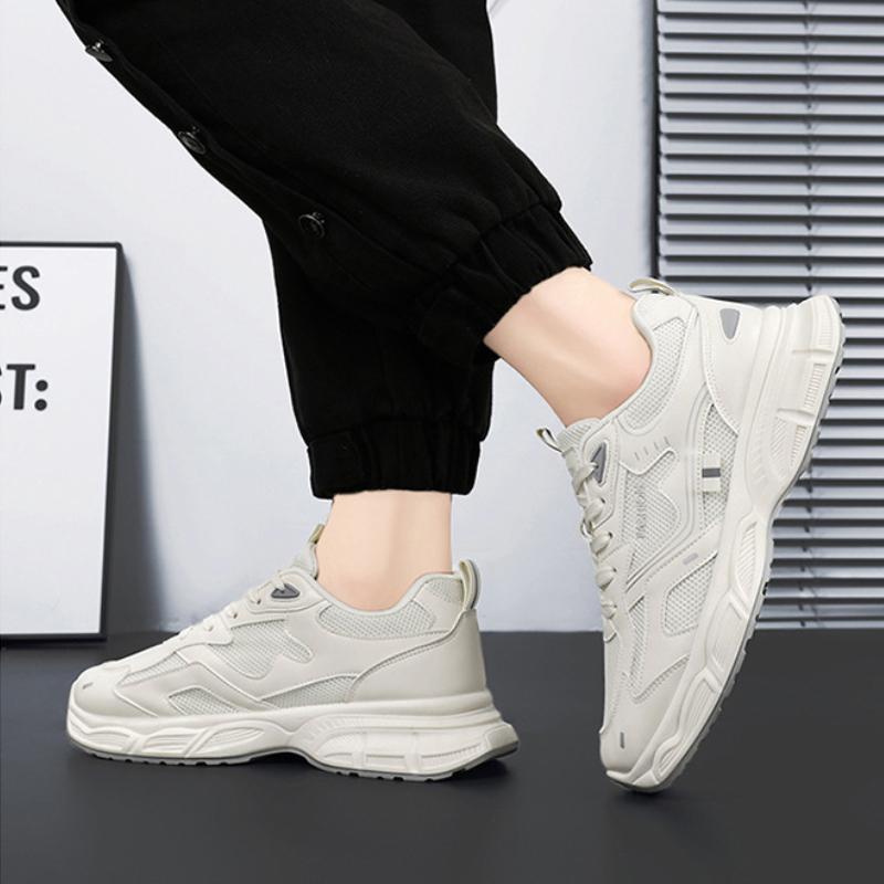 Men's Thick Soled Casual Sports Shoes Breathable Soft Sole and Mesh Four Season Outdoor Running Shoes Student Comfort Sneakers
