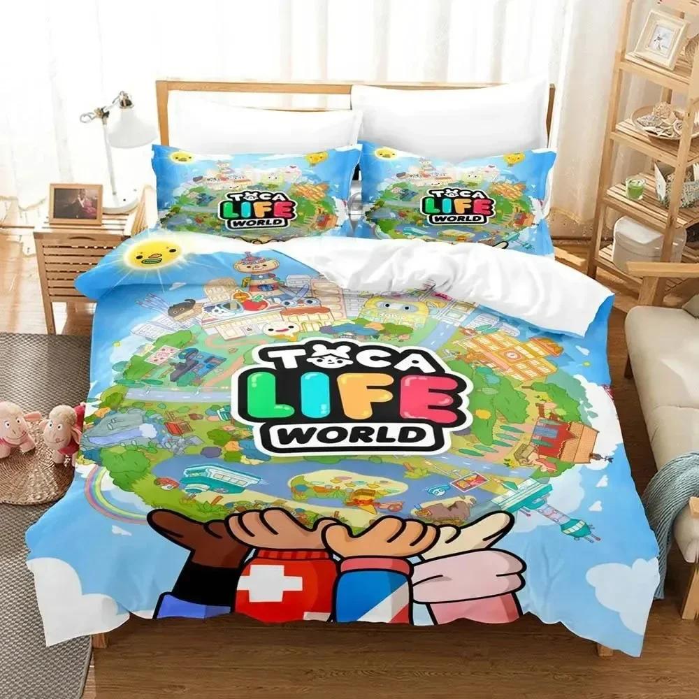 Мультяшный Игровой Toca Life World Уютное Одеяло Пододеяльник Наволочка Комплект Постельного Белья Украшение Детской Комнаты Домашний Текстиль