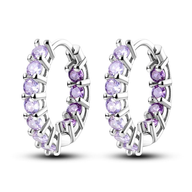 New 925 Sterling Silver Earrings Crystal Me Pave Circular U-shape Stars Hoop Earring for Women Making Jewelry Gift Dropshipping