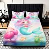 Мультяжный домашний текстиль, напечатанный на 3D-принтере, трехпредметный комплект для матраса и постельного белья