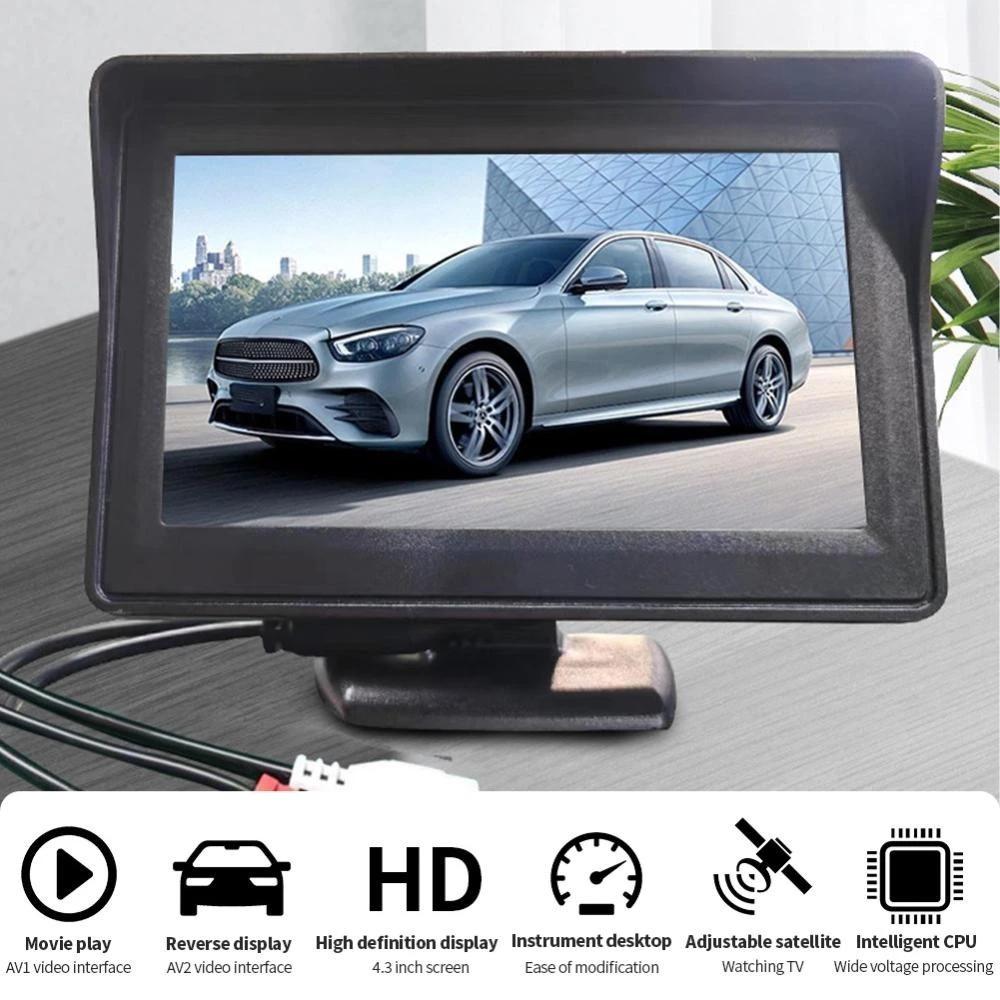 Автомобильный видеорегистратор заднего вида 4,3-дюймовый дисплей HD ночное видение 8 светодиодных огней изображение заднего хода автомобильная камера 12В-24В сверхчеткий экран видео