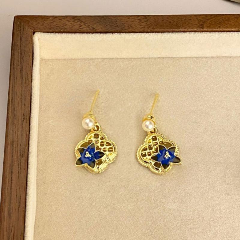 Новый модный дизайн, серьги-джокеры с синим цветком и темпераментом, женские серьги