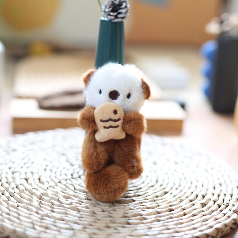 Милые выдры, держащие рыбу, плюшевая игрушка, брелок, брелок для ключей, подвеска для сумки