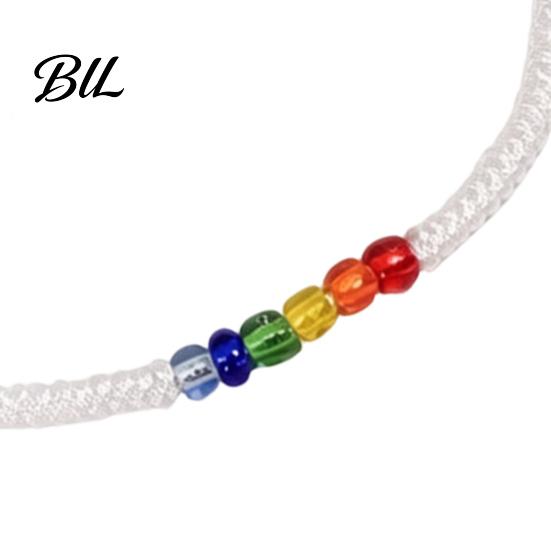 Simple Niche Style Bracelet Rainbow Beads for Men Women, Handmade Colorful Rice Bead Jewelry Braided String Bracelet, Adjustable Woven Rope Wristband