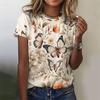 Women's T-Shirt Butterfly Graphic Print Summer Short Sleeve Casual Tops Street Fashion O Neck T-Shirt 2025 Female Clothing