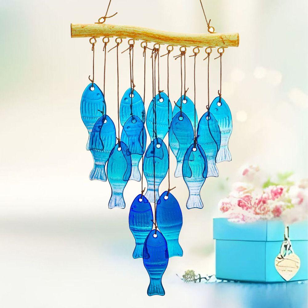 Creative Sun Catcher Novelty Light Collection Pendant Crafts Fish Shaped Wind Chime Blessing