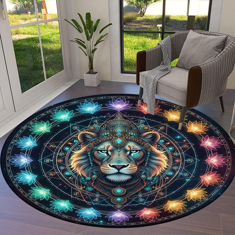 Lotusdeity Round Area Rug,Carpet Rug for Living Room Bedroom Sofa Playroom Decor,Non slip Floor Mat
