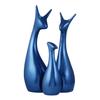 Керамическая фигурка Lucky Deer Family Home Decor цвета матового металлика приглушенного синего цвета | Впервые выпущена в Индии - (Набор из 3 шт., синий)