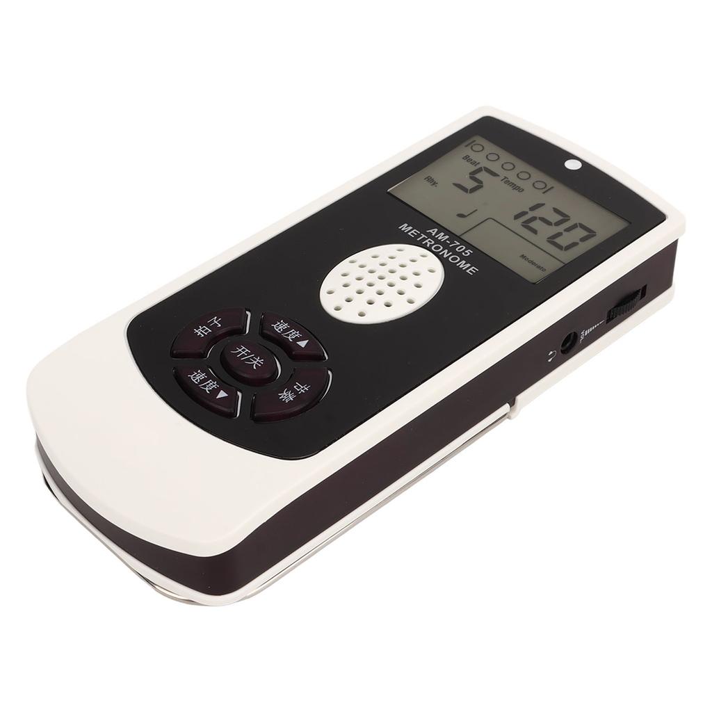 White Electronic Metronome 1800mah LCD Digital Display Universal Guitar Piano Saxophone Vocal Metronome