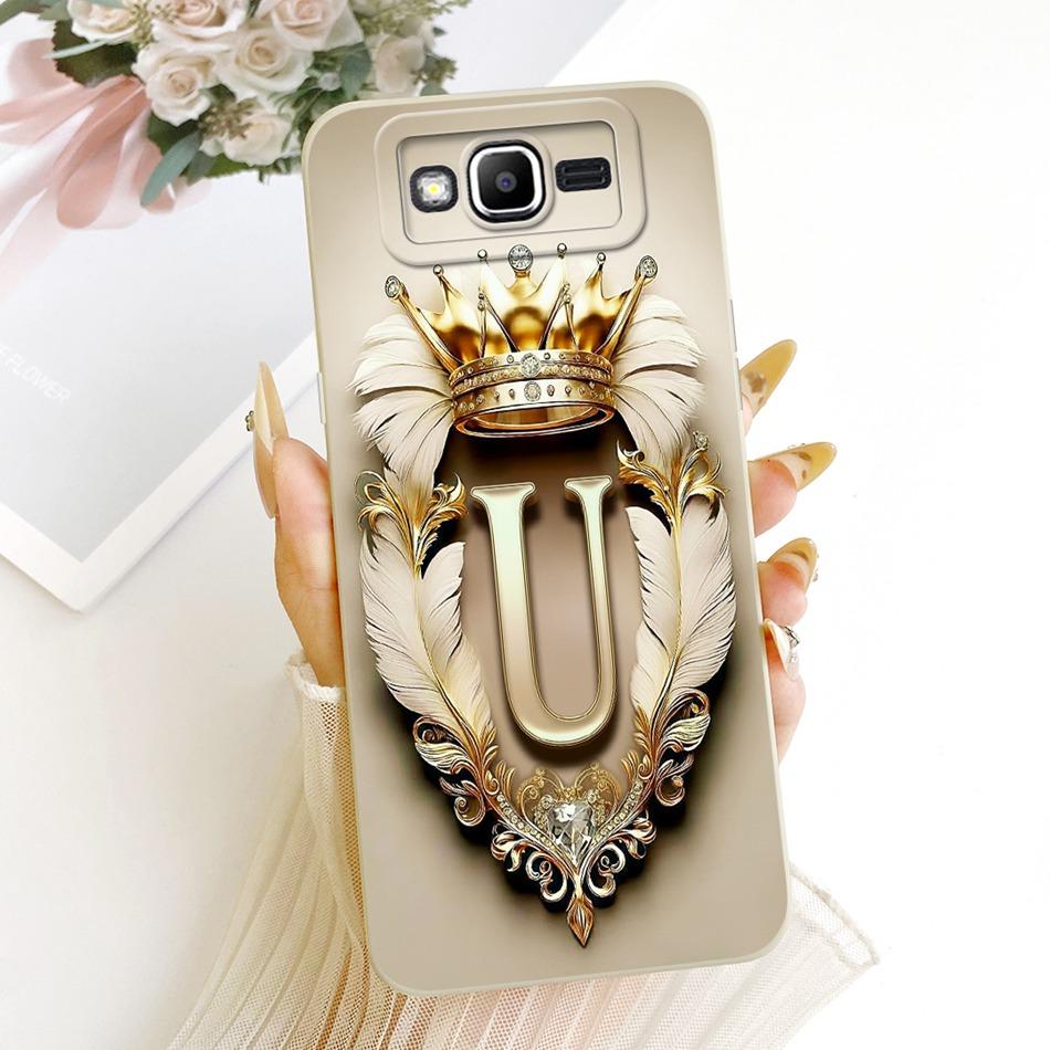 For Samsung Galaxy J2 Prime Grand Prime G530 G531F G532G Feather Crown Initial Letter Phone Case Soft Silicone Covers Bumpers