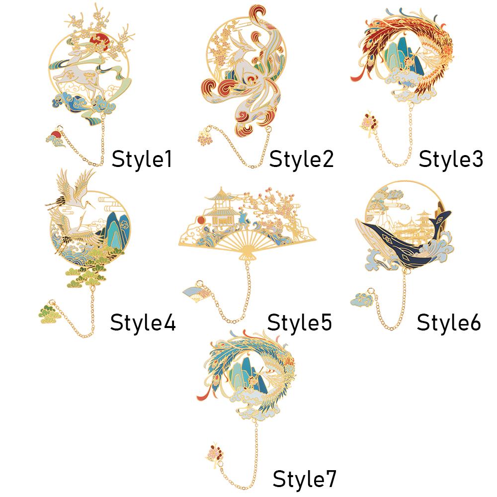 Канцелярские товары, металлический кулон в китайском стиле, ретро нумерация страниц, латунная закладка, окрашенная книжная клипса