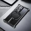For Samsung Galaxy S23 S24 Ultra Phone Case Metal Aluminum Alloy Magnetic Magsafe Case Car Phone Holder Bumper Protective Cover
