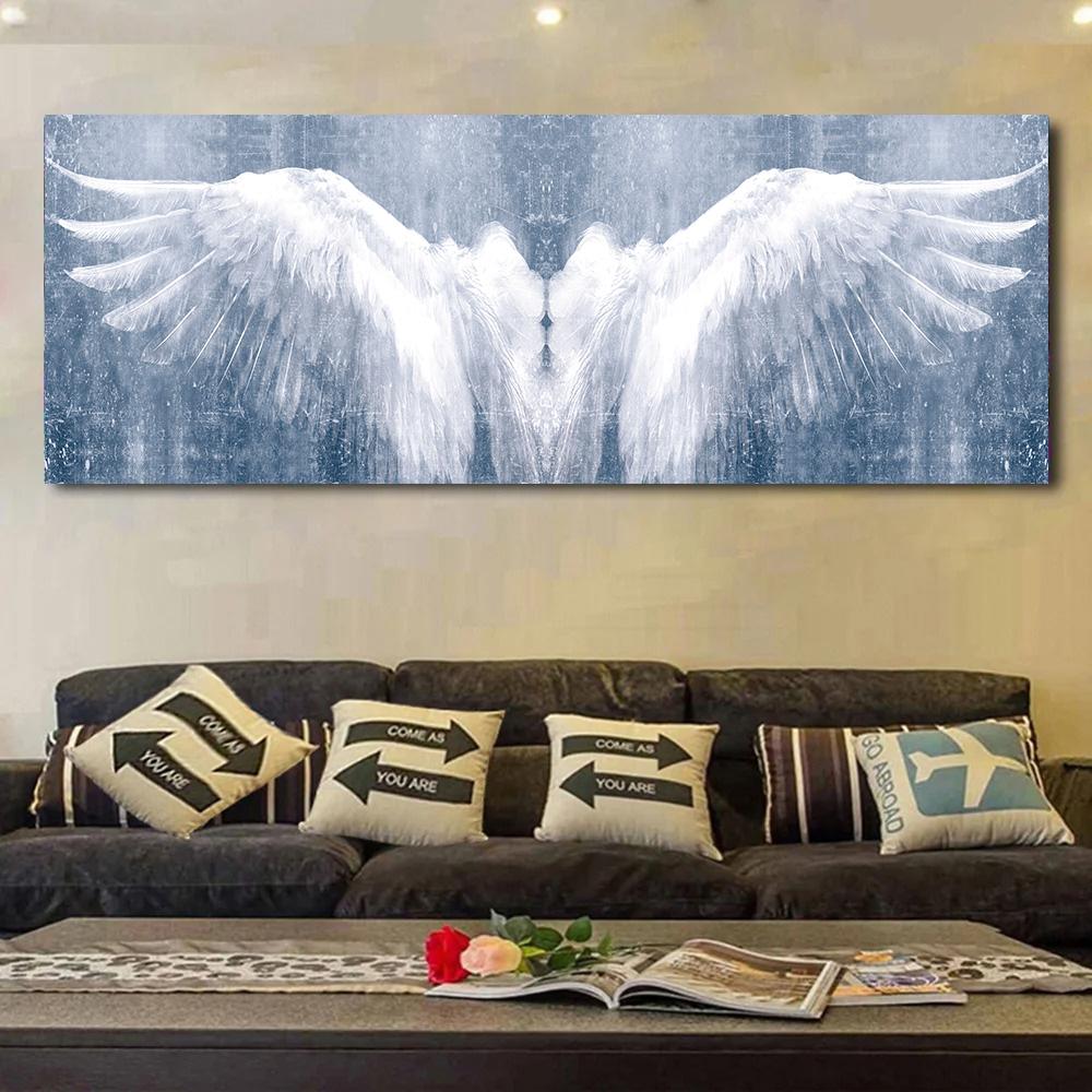 Абстрактные холсты Белые крылья ангела Настенное искусство Холст Плакаты и принты Картины с крыльями для гостиной Домашний декор Cuadros