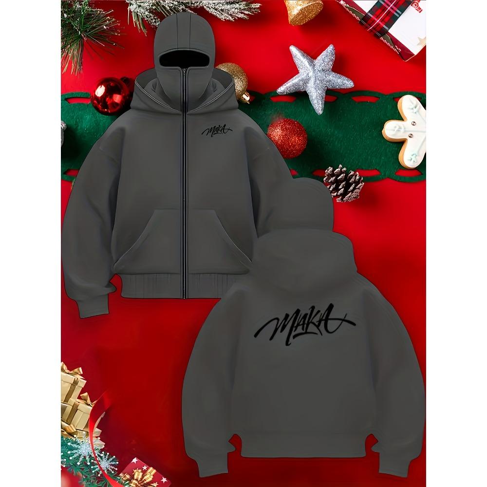 Spring and Autumn Neutral Fashion Trendy Hooded High Street Zipper Lined Sweatshirt Double Hat