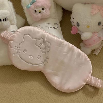 2025 Мультяшная Милая Маска для Глаз из Шелка Hello Kitty Ins Kawaii Hello Kitty Маска для Глаз с Затемнением Товары для Дома