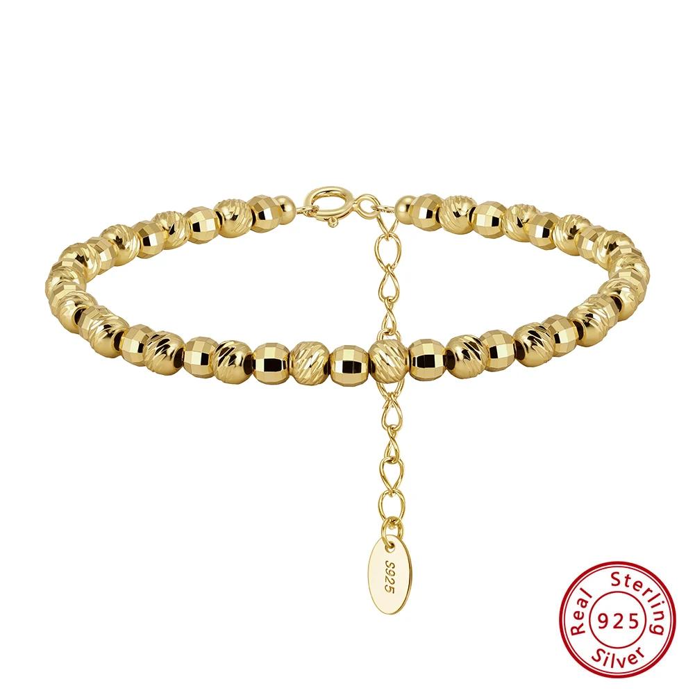 ORSA JEWELS Настоящее стерлинговое серебро 925 пробы Браслет-цепочка с бусинами для женщин Подарок-украшение Браслет-цепочка с бусинами 4 мм Аксессуары GAB01