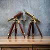 Set of 2 Brass Telescope with Adjustable Wooden Tripod Best Gift Nautical Items