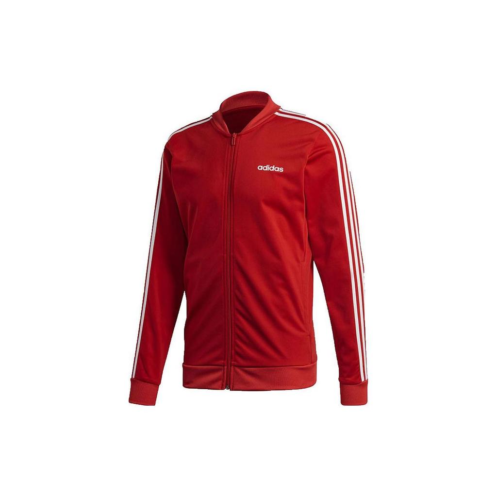 adidas Куртка с логотипом и тремя полосками, застежка-молния и прямые брюки, спортивный костюм для мужчин, красный, черный FM6308
