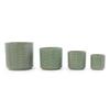 Ceramic Flower Pot Set, 4-Piece diameter 38/31.5/24.5/20cm, Sage Green with Herringbone Relief, Frost-Resistant, Drainage Holes for Indoor