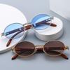 Luxury Oval Sun Glasses Small Frame Punk Sunglasses Vintage Round Sunglasses for Women & Men