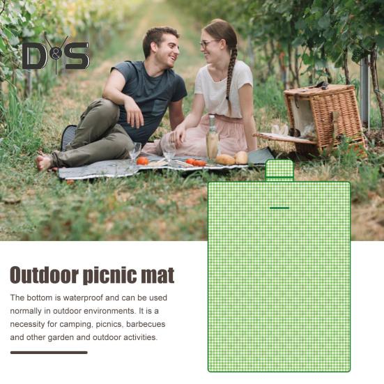 Плед для пикника с толстым хлопковым наполнителем, водонепроницаемый, легко моется, многоцелевой пляжный коврик, складной коврик для пикника с ручкой