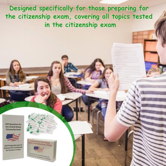 U.S. Citizenship Flash Cards Naturalization Study Guide with 100 US Civics Questions And