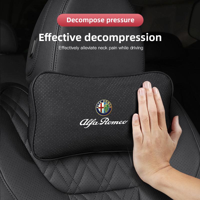 Car Headrest Waist Support Set Neck Pillow Car Waist Cushion For Alfa Romeo 156 159 147 4C 8C 166 Giulia Giulietta Mito Stelvioxya563